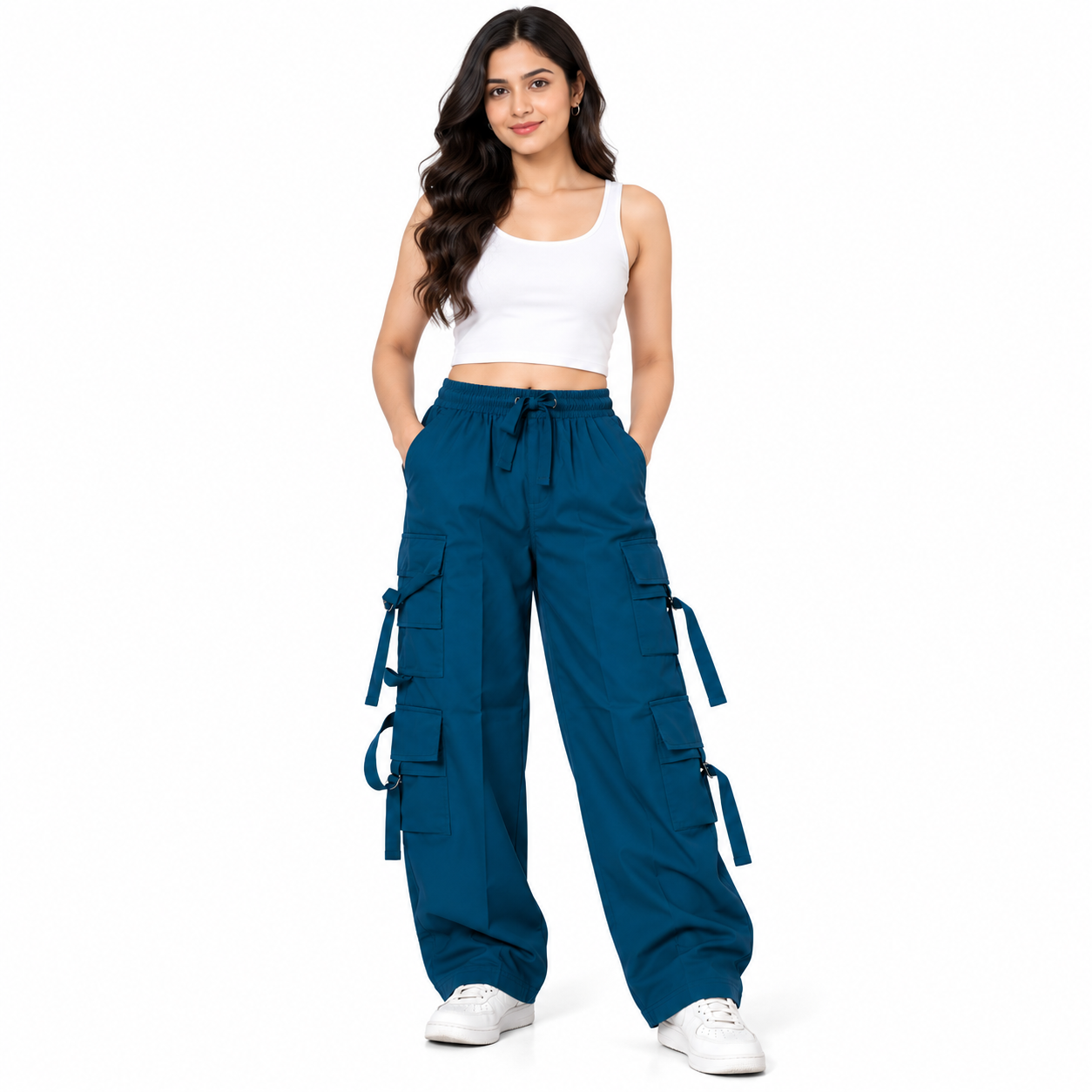teal cargo trousers fashion portrait teal cargo trousers fashion portrait