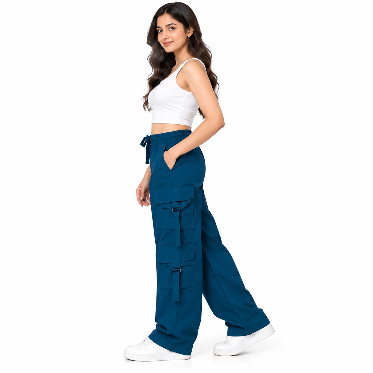 teal cargo trousers studio portrait teal cargo trousers studio portrait