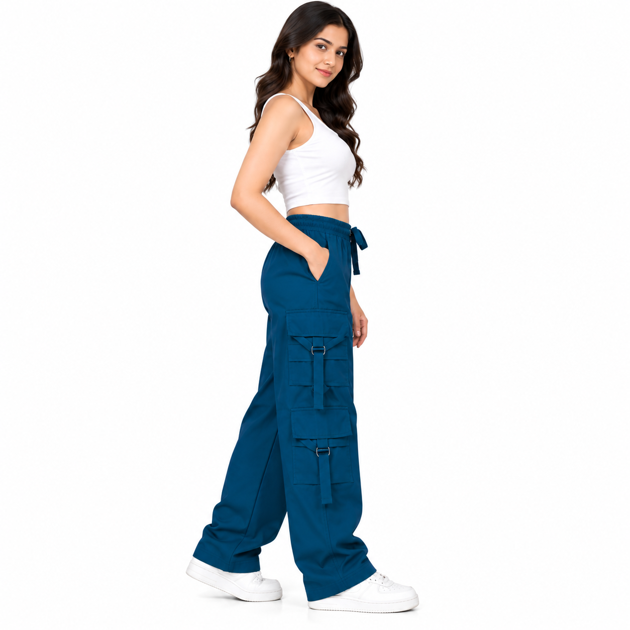 white crop top and teal cargo trousers (1) white crop top and teal cargo trousers (1)