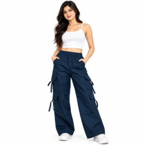 zex zerry girl 6 pockets casual navy blue cargo pants (4)