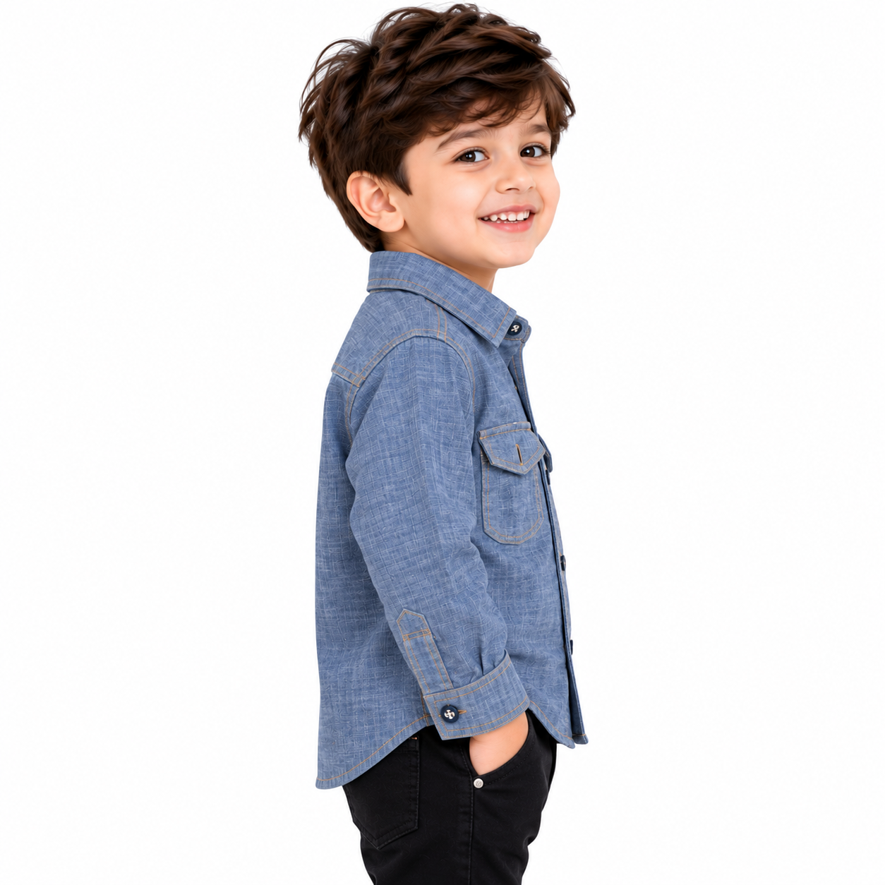 maylone kids boy denim full sleeve shirt with flap dual chest pocket (4) maylone kids boy denim full sleeve shirt with flap dual chest pocket (4)