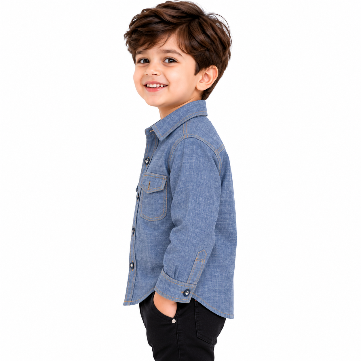 maylone kids boy denim full sleeve shirt with flap dual chest pocket maylone kids boy denim full sleeve shirt with flap dual chest pocket