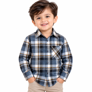 maylone kids boy blue tartan plaid checkered full sleeve shirt (3)