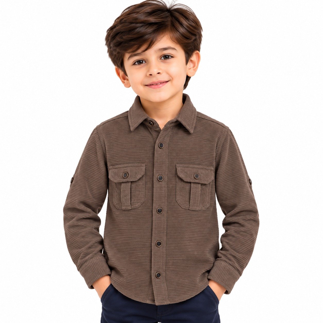maylone kids boy cauterized brown full sleeve & dual chest pocket shirt maylone kids boy cauterized brown full sleeve & dual chest pocket shirt