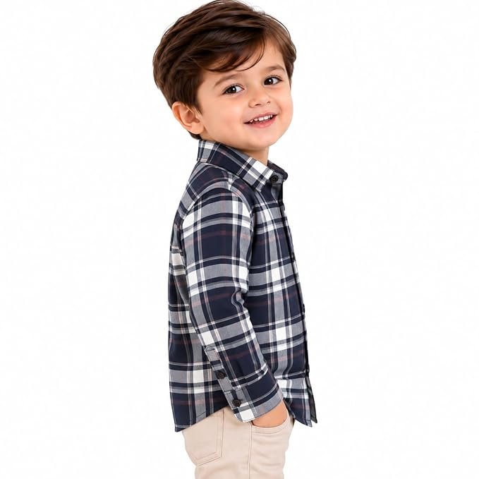 maylone kids boy dark blue tartan plaid checkered full sleeve shirt (4) maylone kids boy dark blue tartan plaid checkered full sleeve shirt (4)