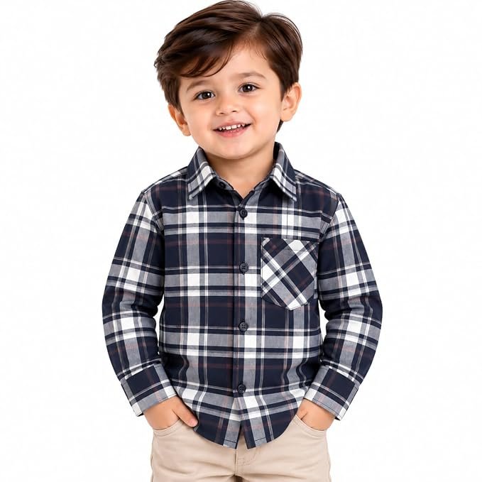 maylone kids boy dark blue tartan plaid checkered full sleeve shirt maylone kids boy dark blue tartan plaid checkered full sleeve shirt
