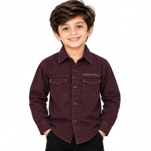maylone kids boy denim dark maroon full sleeve shirt with flap pocket (6)