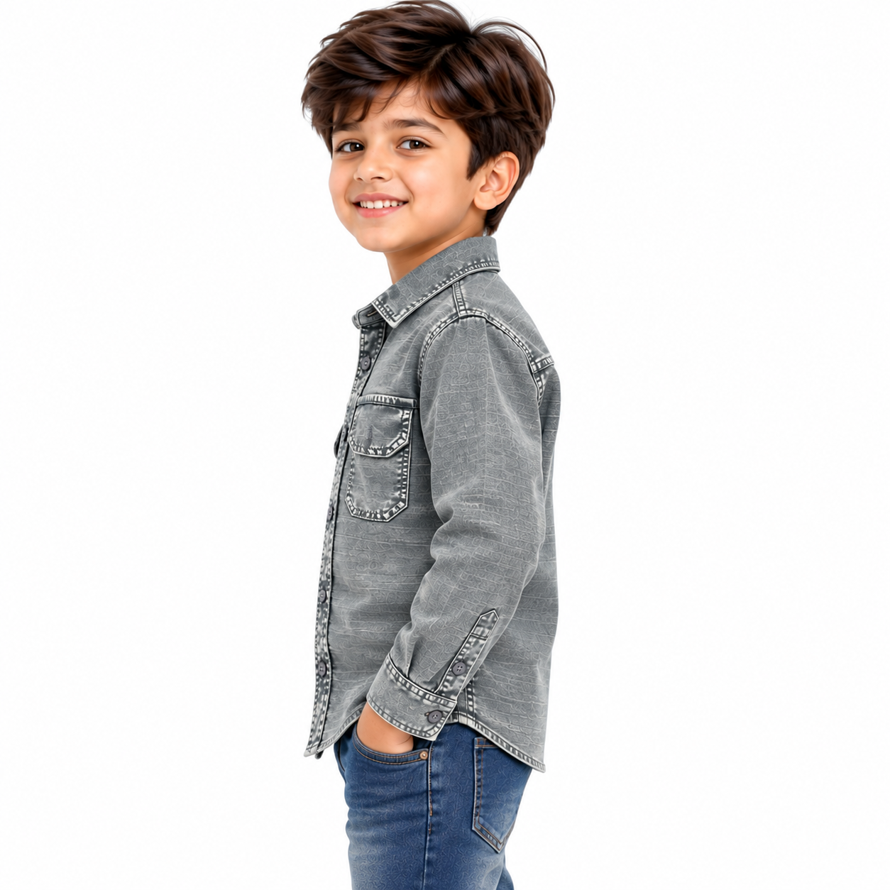 maylone kids boy grey rfd full sleeve shirt with dual chest pocket (2) maylone kids boy grey rfd full sleeve shirt with dual chest pocket (2)