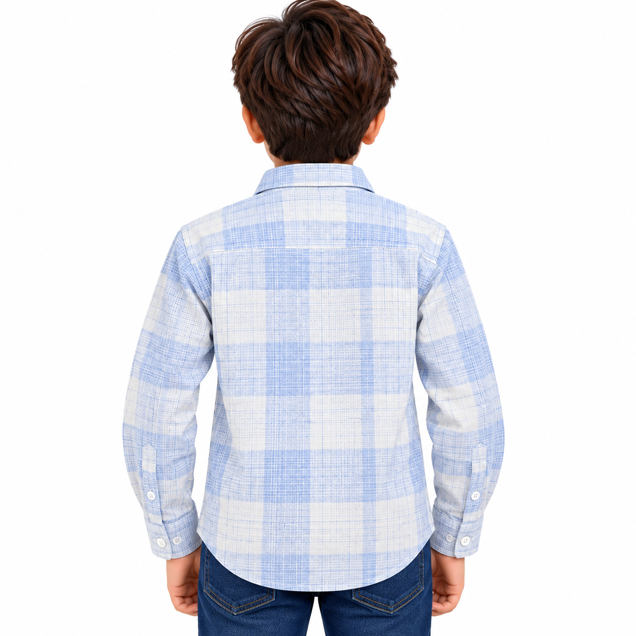 maylone kids boy light blue & white plaid chekered full sleeve shirt (4) maylone kids boy light blue & white plaid chekered full sleeve shirt (4)