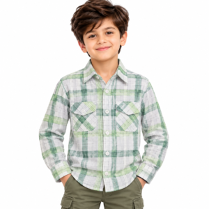 Home maylone kids boy light green check full sleeve shirt with dual chest pocket (4)