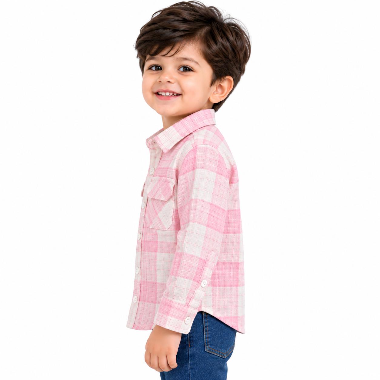 maylone kids boy light pink & white plaid chekered full sleeve shirt (2) maylone kids boy light pink & white plaid chekered full sleeve shirt (2)