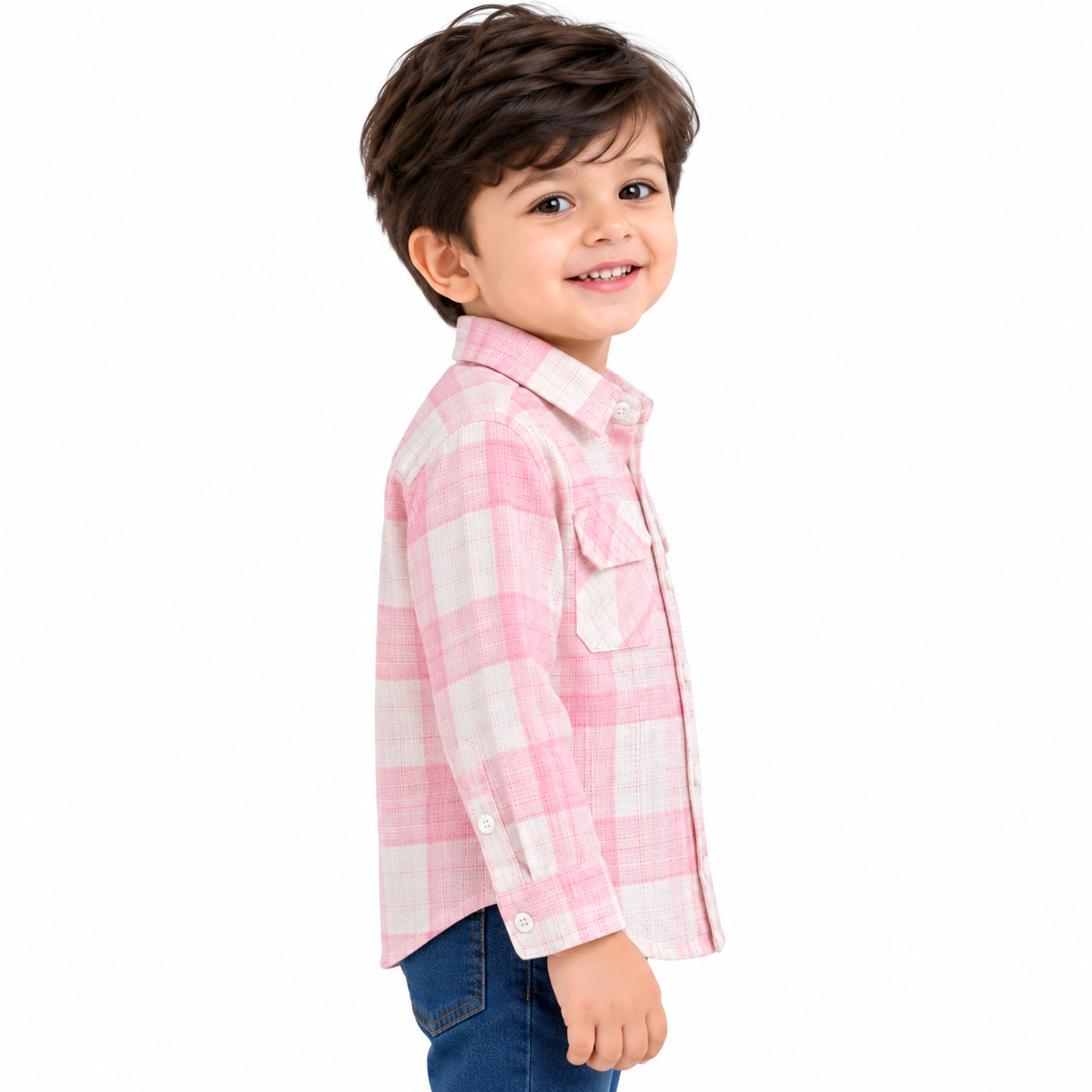 maylone kids boy light pink & white plaid chekered full sleeve shirt (3) maylone kids boy light pink & white plaid chekered full sleeve shirt (3)