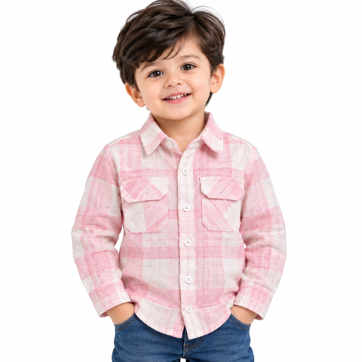 maylone kids boy light pink & white plaid chekered full sleeve shirt (5) maylone kids boy light pink & white plaid chekered full sleeve shirt (5)