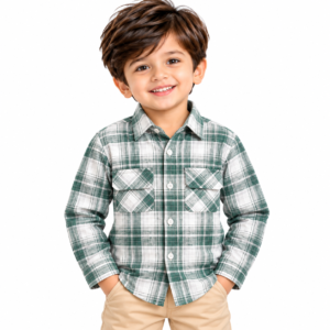 maylone kids boy tartan checkered full sleeve shirt with double pocket