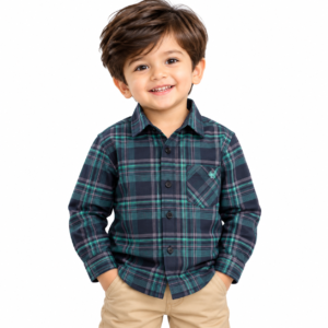 maylone kids boy tartan checkered full sleeve shirt with single pocket