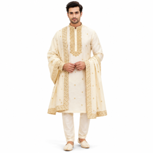 zex zerry cream embroidery kurta set
