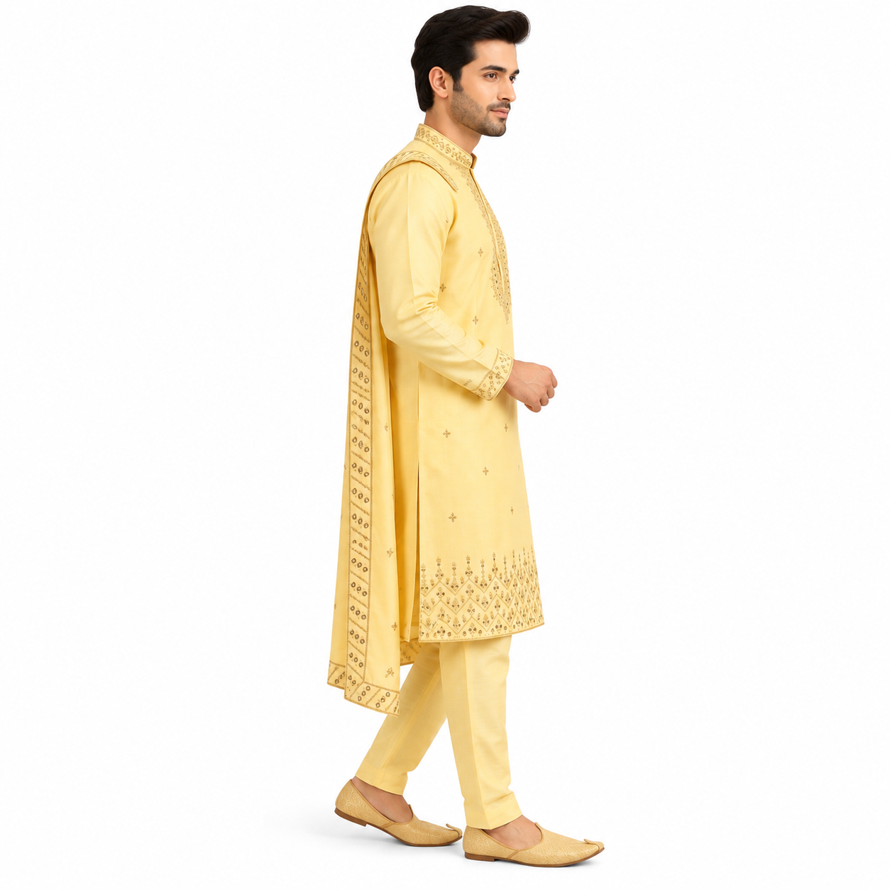 zex zerry pastel gold embroidered kurta set (3) zex zerry pastel gold embroidered kurta set (3)
