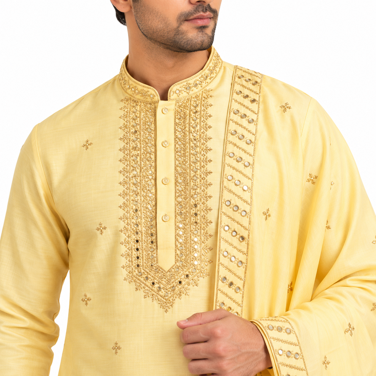 zex zerry pastel gold embroidered kurta set (5) zex zerry pastel gold embroidered kurta set (5)