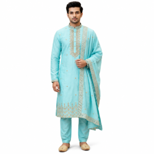 zex zerry sky blue embroidered kurta set (5)